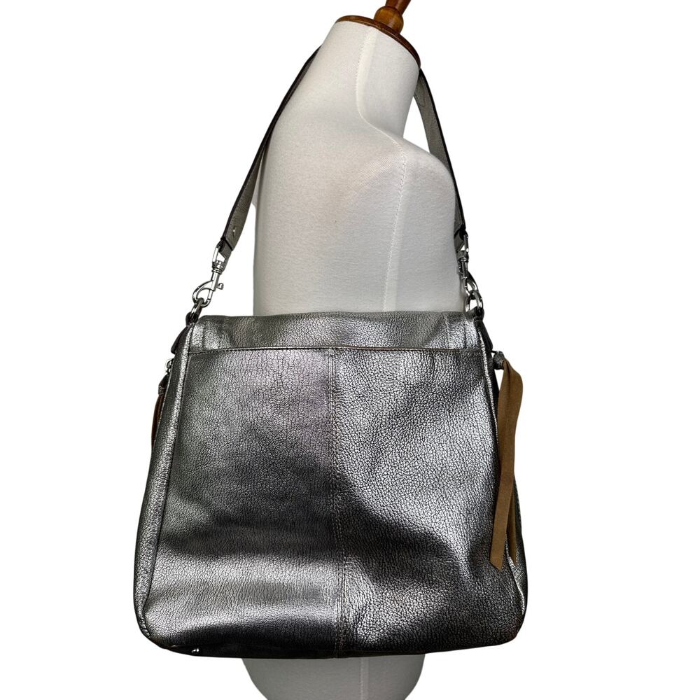 Aimee Kestenberg Fifth Avenue Pewter Pebbled Leather Convertible Shoulder Bag - Picture 5 of 12